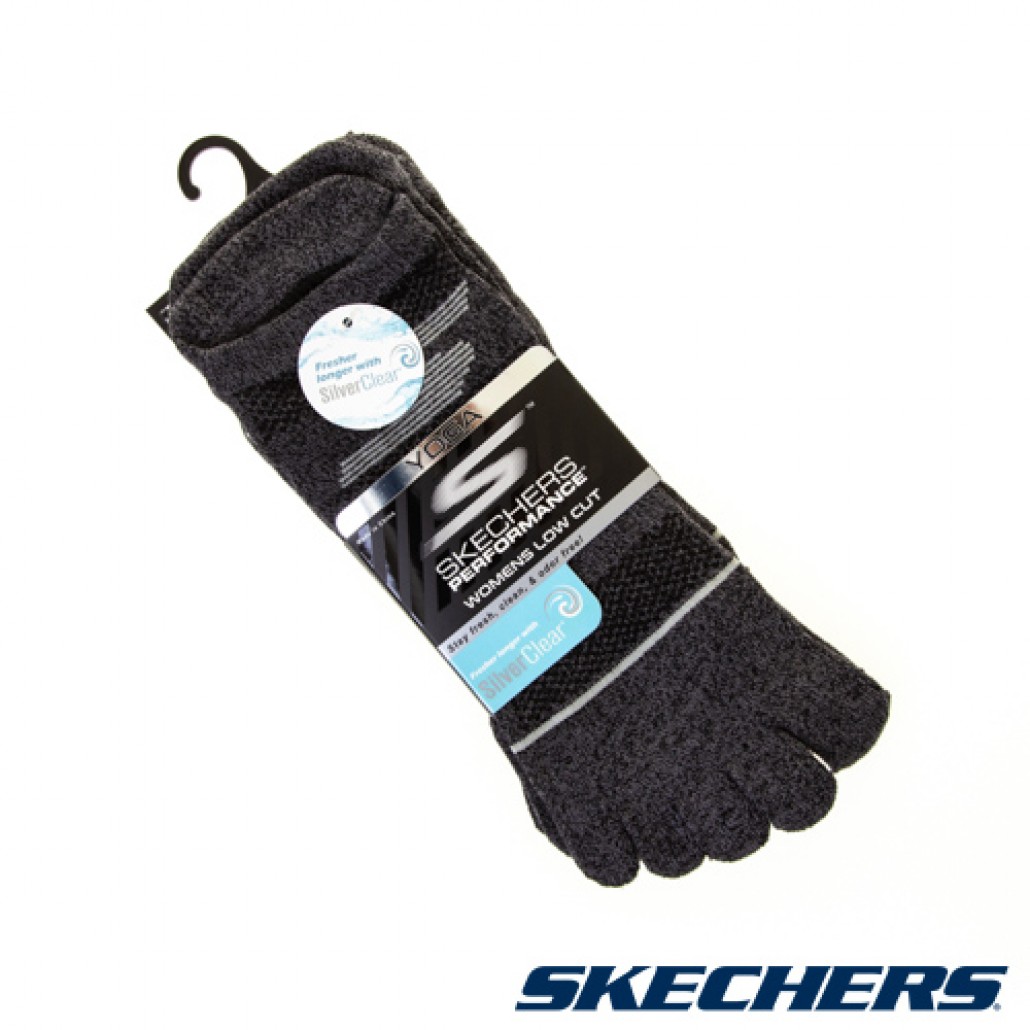 Skechers 女銀離子抗菌除臭防滑五趾襪(S117021-030)｜特選銀離子抗菌除臭－