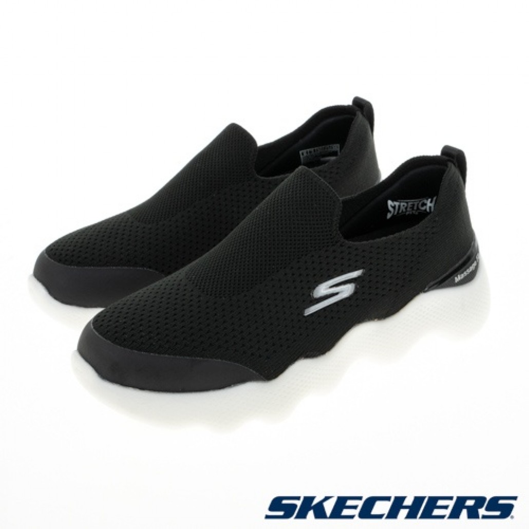 Skechers GOWALK MASSAGE FIT 寬楦款(124906WBKW)｜舒適按摩健走鞋系列－运