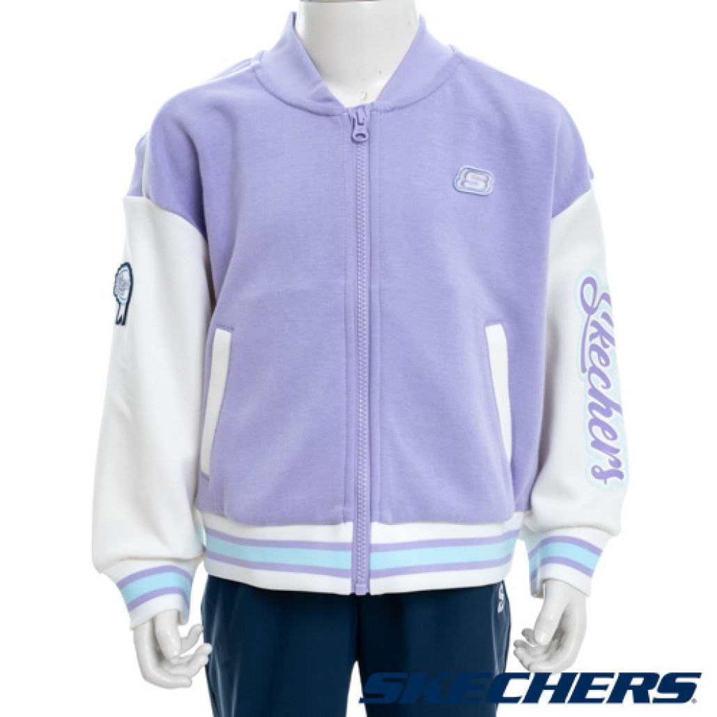 Skechers 女童拉鍊外套(L323G015-01NE)｜拉鍊外套，復古撞色－运动品牌专卖